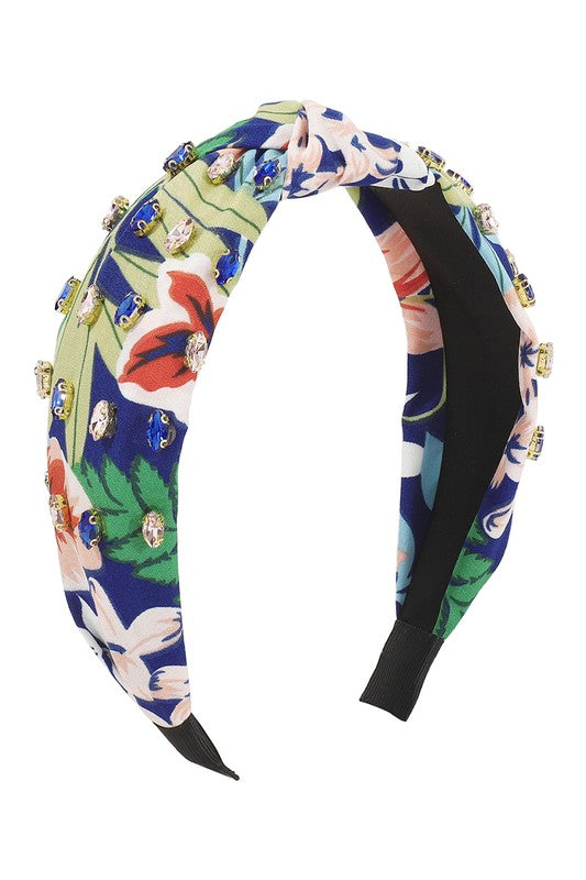 Topical Print w/Rhinestone Headband