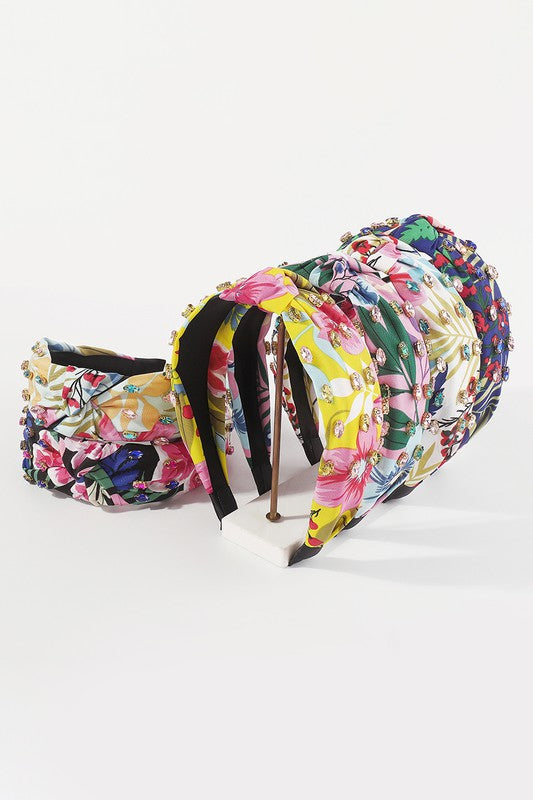 Topical Print w/Rhinestone Headband