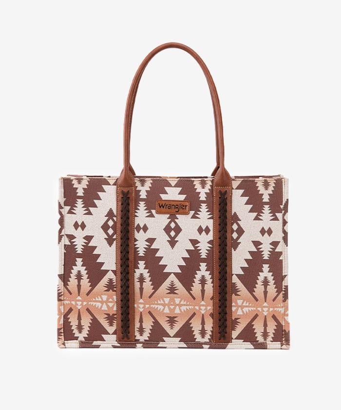 Wrangler Southwestern Pattern Dual Sided Print Canvas Wide Tote