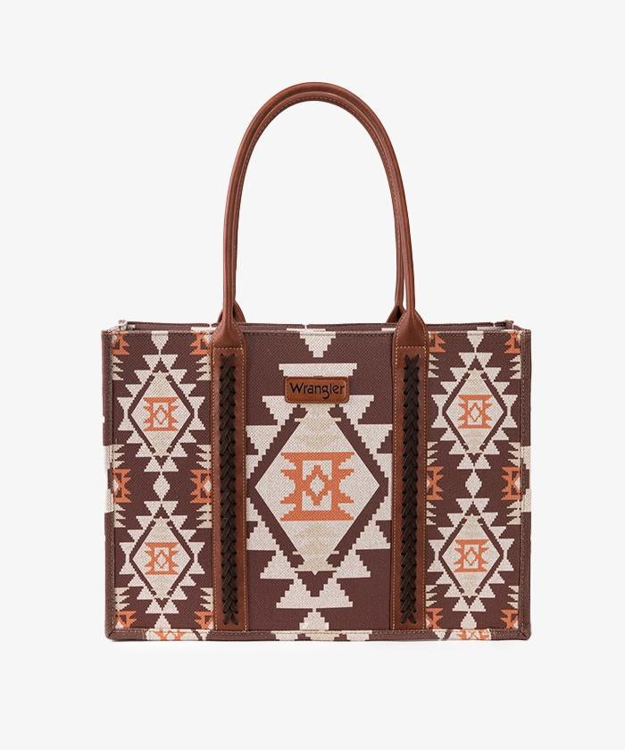 Wrangler Southwestern Pattern Dual Sided Print Canvas Wide Tote