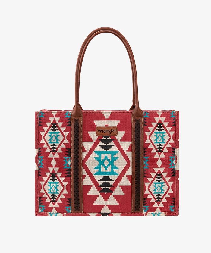 Wrangler Southwestern Pattern Dual Sided Print Canvas Wide Tote