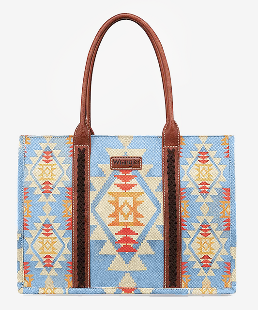 Wrangler Southwestern Pattern Dual Sided Print Canvas Wide Tote