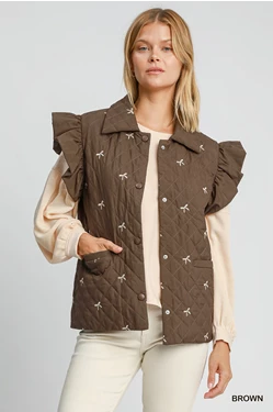 Ribbon Embroidered Vest Jacket