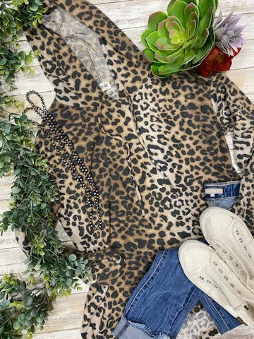 Texas True Threads Tan Leopard Fleece Hoodie
