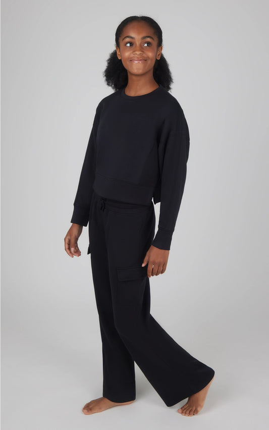 Girl's Scuba Pullover and Wide Leg Cargo Pant-Set