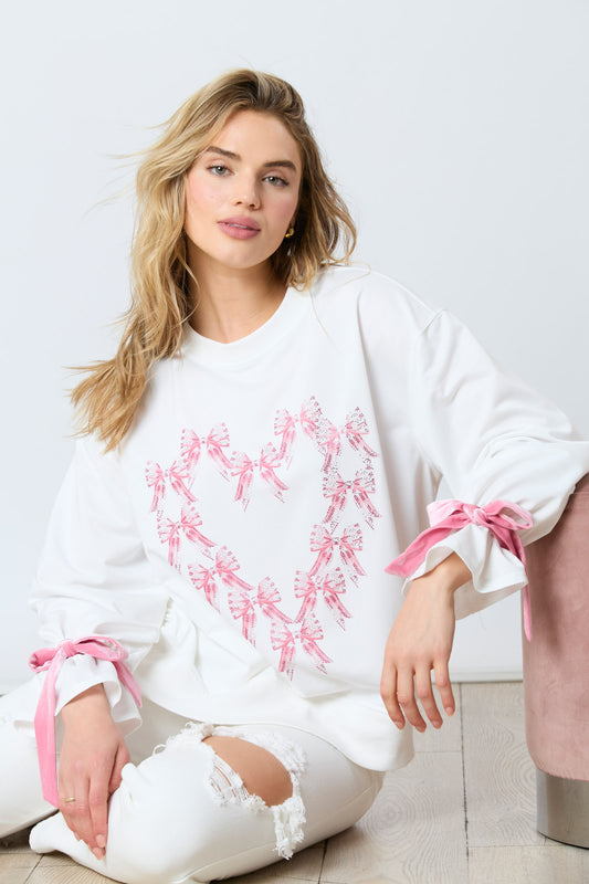 Bow-Printed & Rhinestone Sweatshirts