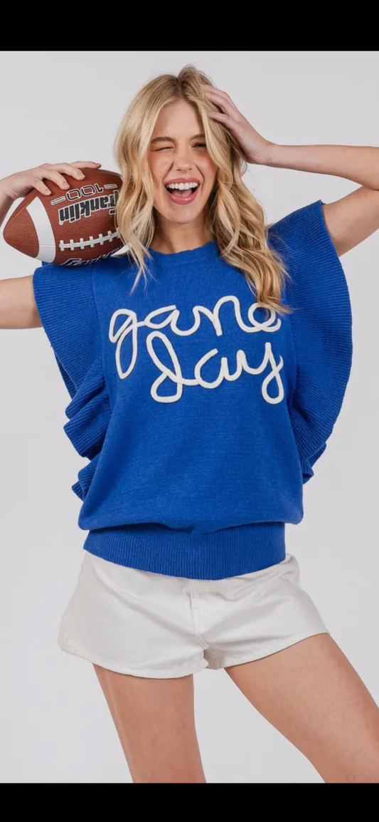 Ruffle Sleeve Gameday Sweater Top