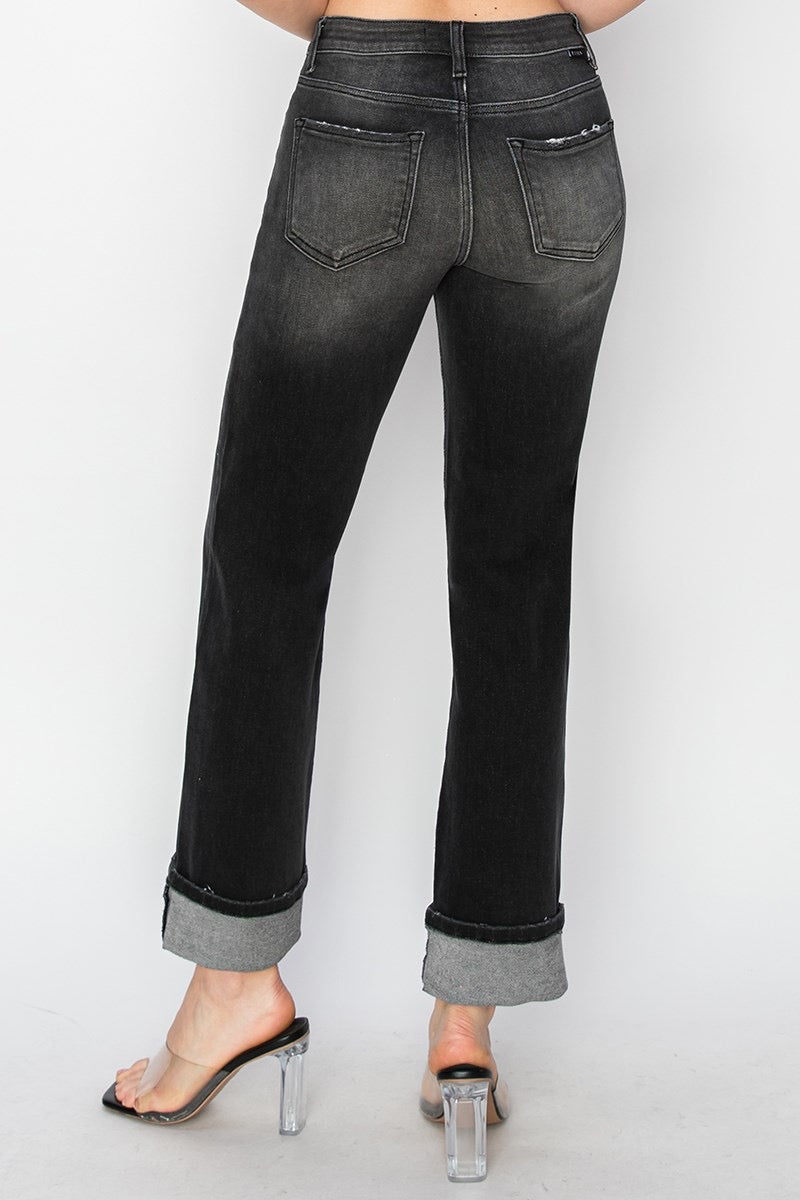 Risen Jeans High Rise Boyfriend Turn Up Cuff Jeans