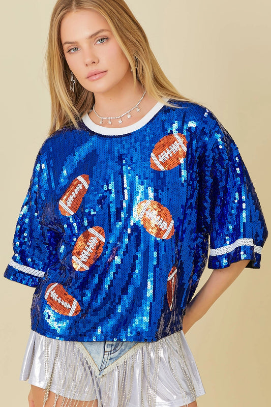 Game Day Football Sequin Crop Top