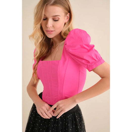 Poplin Square Neck corset Bouse Top