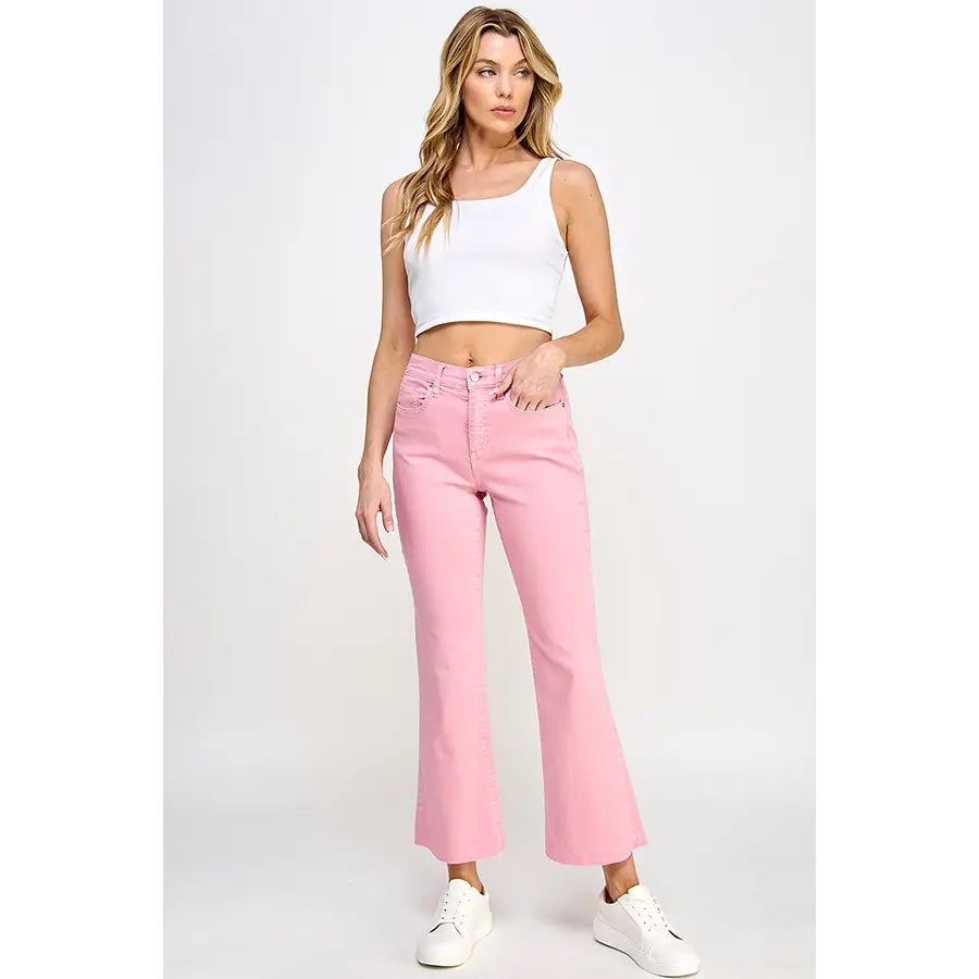High Rise Kick Flare with Raw Cut Hem