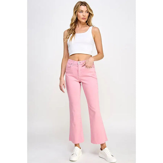 High Rise Kick Flare with Raw Cut Hem