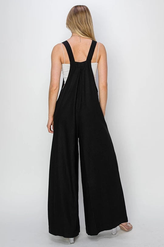 Linen Wide Leg Overalls