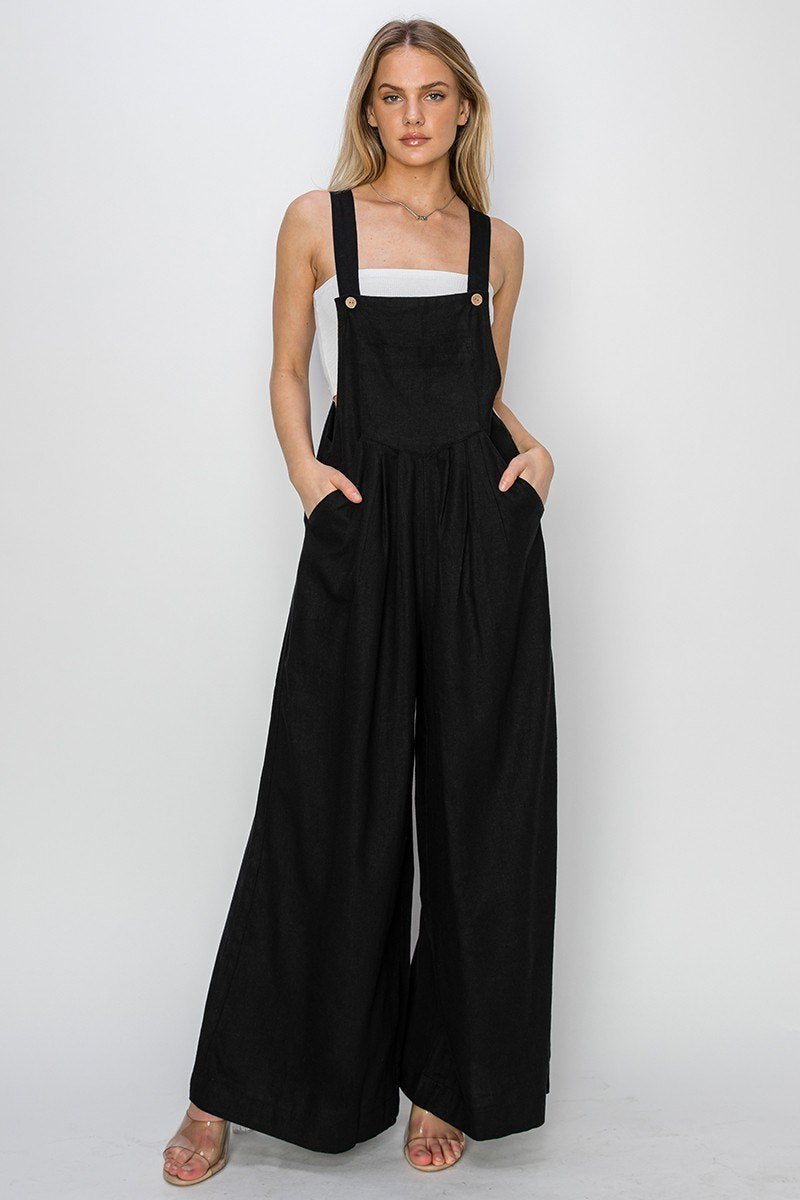 Linen Wide Leg Overalls