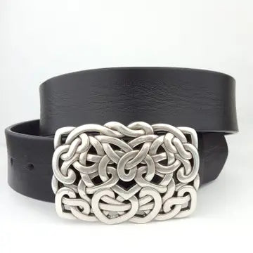 Genuine Leather Belt Strap With Western Silver Hearts Buckle