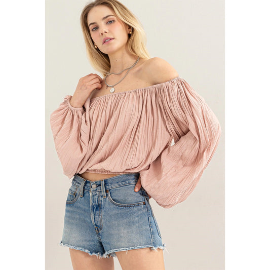 Satin Off-Shoulder Blouse