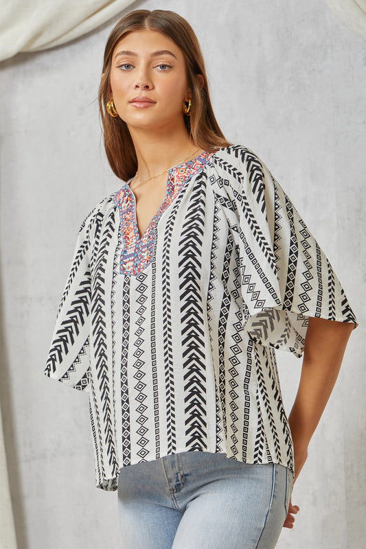 Savanna Jane Geo Printed Top