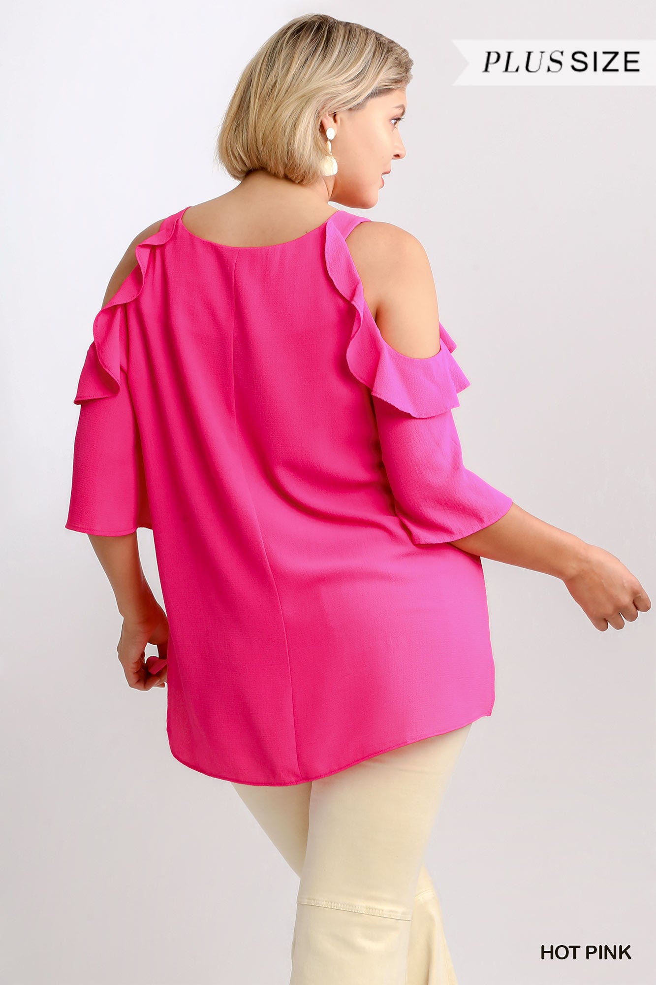 Cold Shoulder Blouse with Ruffle Details