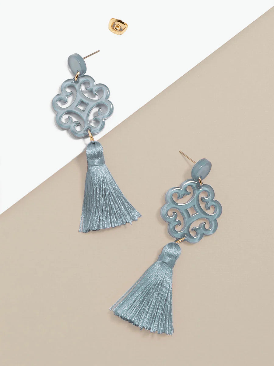 Circular Wave Tassel Drop Earring
