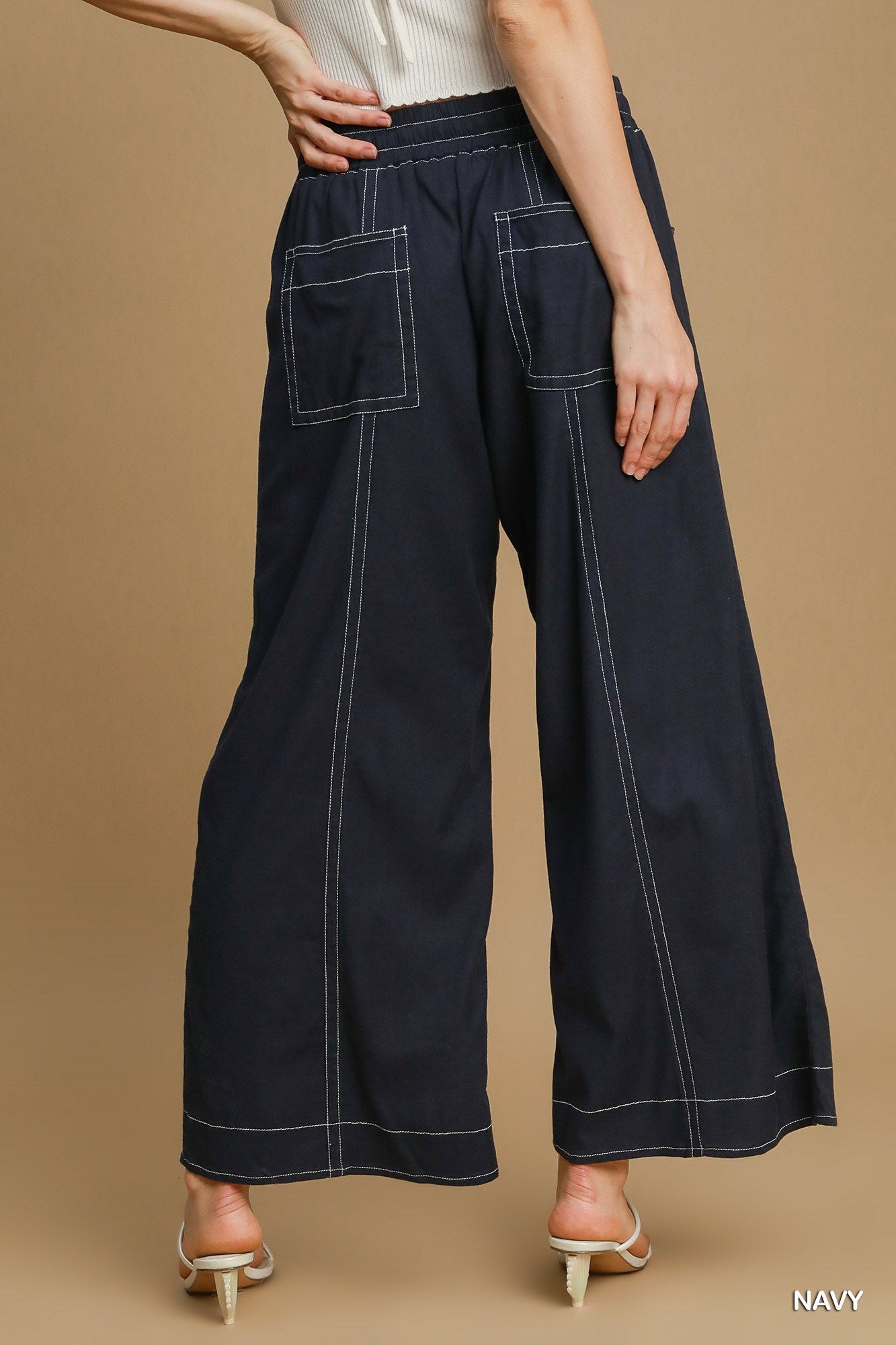Linen Blend Wide Leg Pants