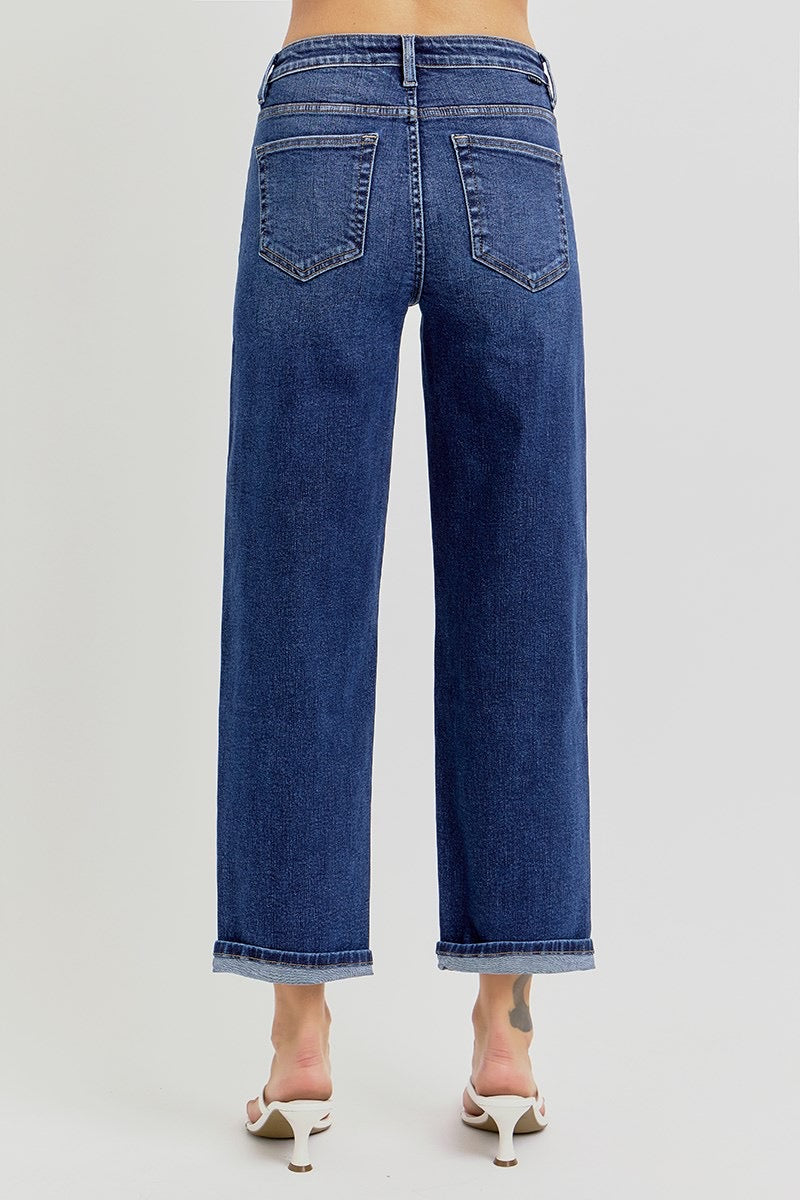 High Rise Crop Boyfriend Tapered Jeans