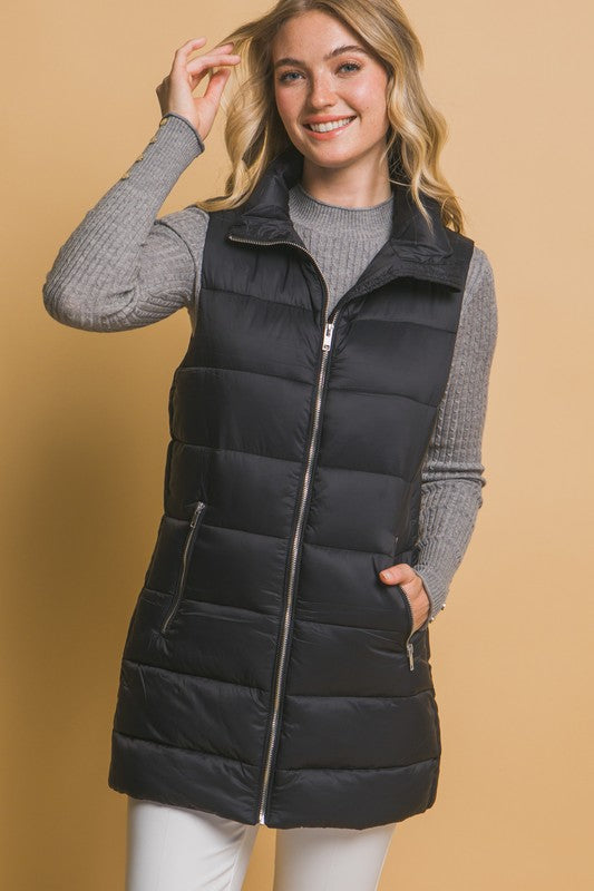 Sleeveless Longline Puffer Vest