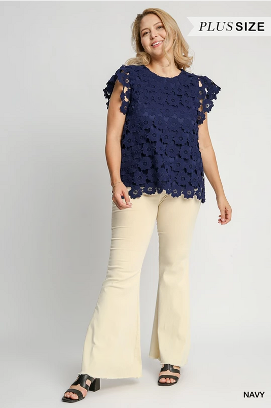 Floral Lace Round Neck Top