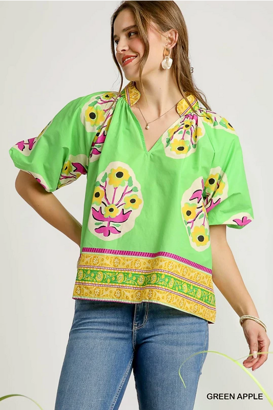 Boho-Chic Floral Print Blouse