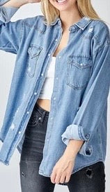 Relaxed Distressed Denim Shirt