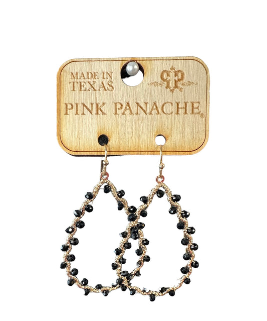 Black Bead Dangle Earrings