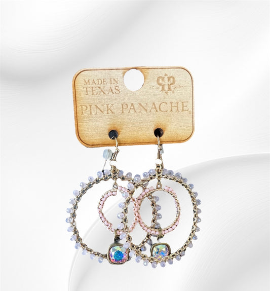 White & Pink Double Hoop Earrings