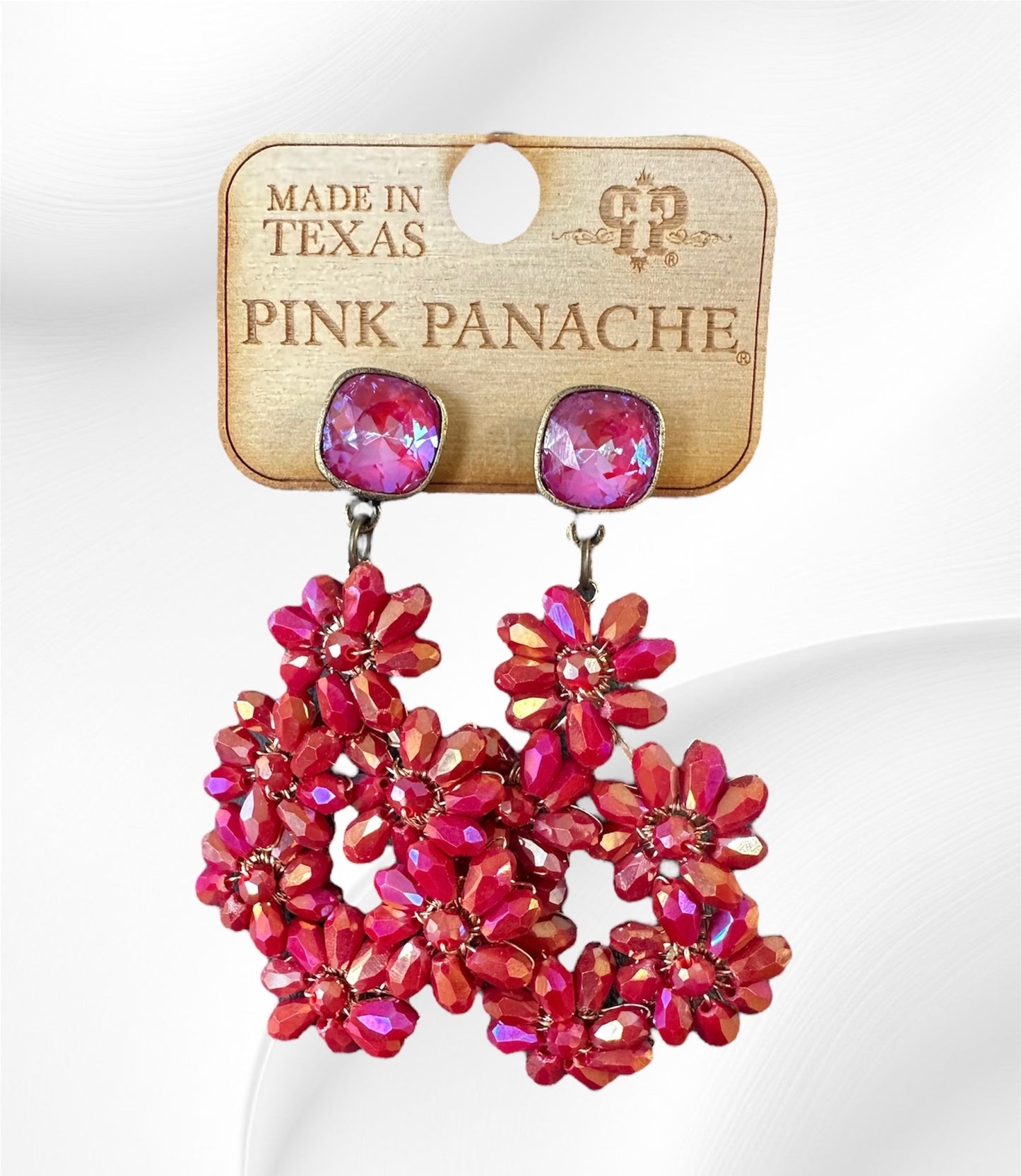 Pink Flower Dangle Earrings