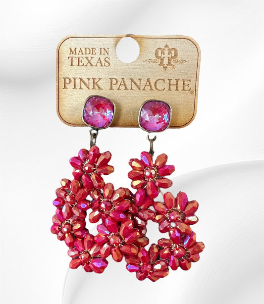 Pink Flower Dangle Earrings