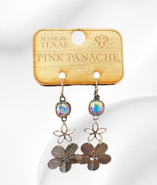 Double Flower Dangle Earrings