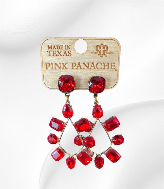 Red Gem Loop Earrings