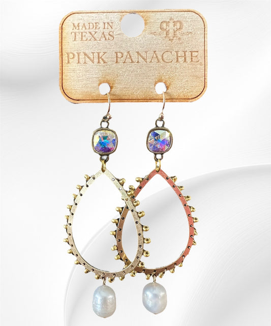 Gold loop With Pearl Dangle Earrings