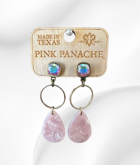 Pink Hoop Dangle Earrings