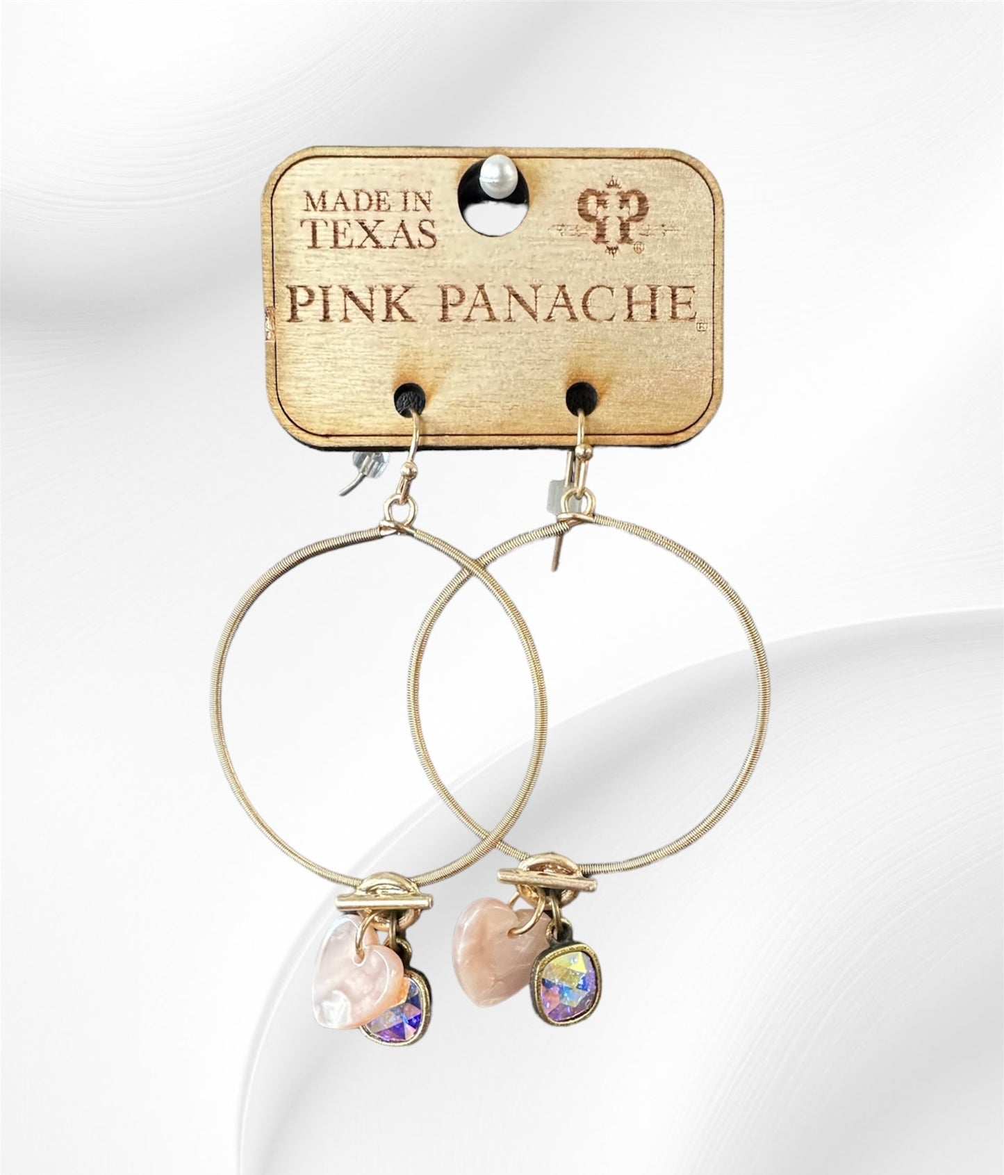 Gold Hoops w/ Pink Hearts Earrings