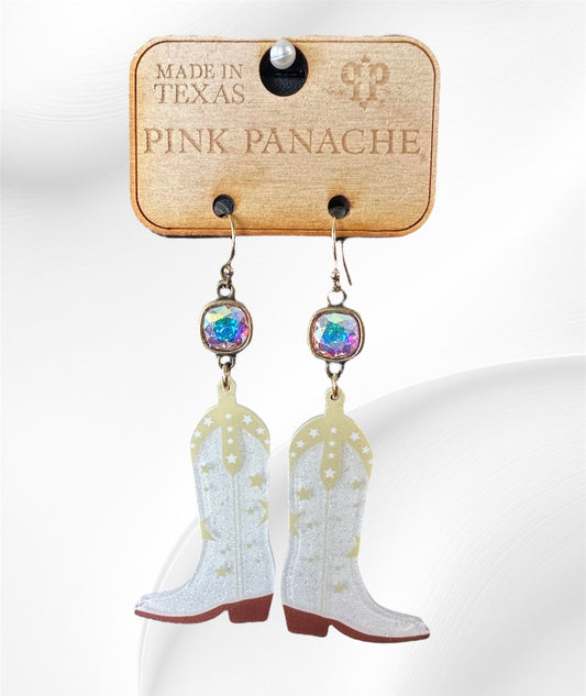 White Sparkly Boot Earrings