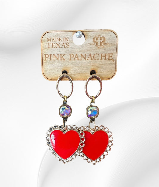 Red Heart Dangle Earrings
