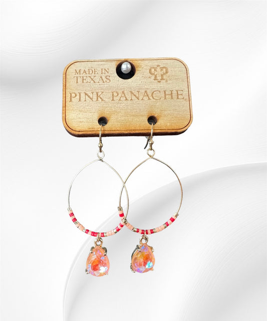 Peach & Red Hoop Earrings
