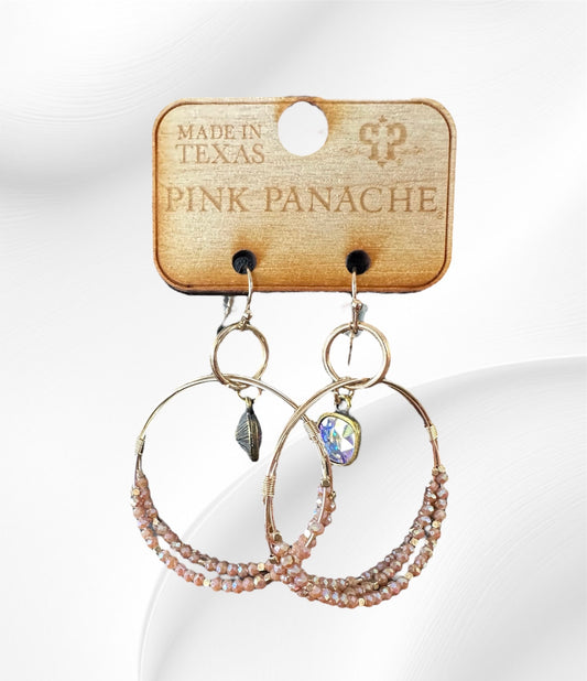 Pink Beaded Hoop Earrings