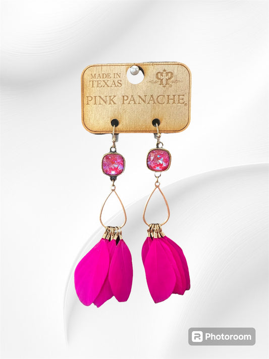 Pink Feather Earrings