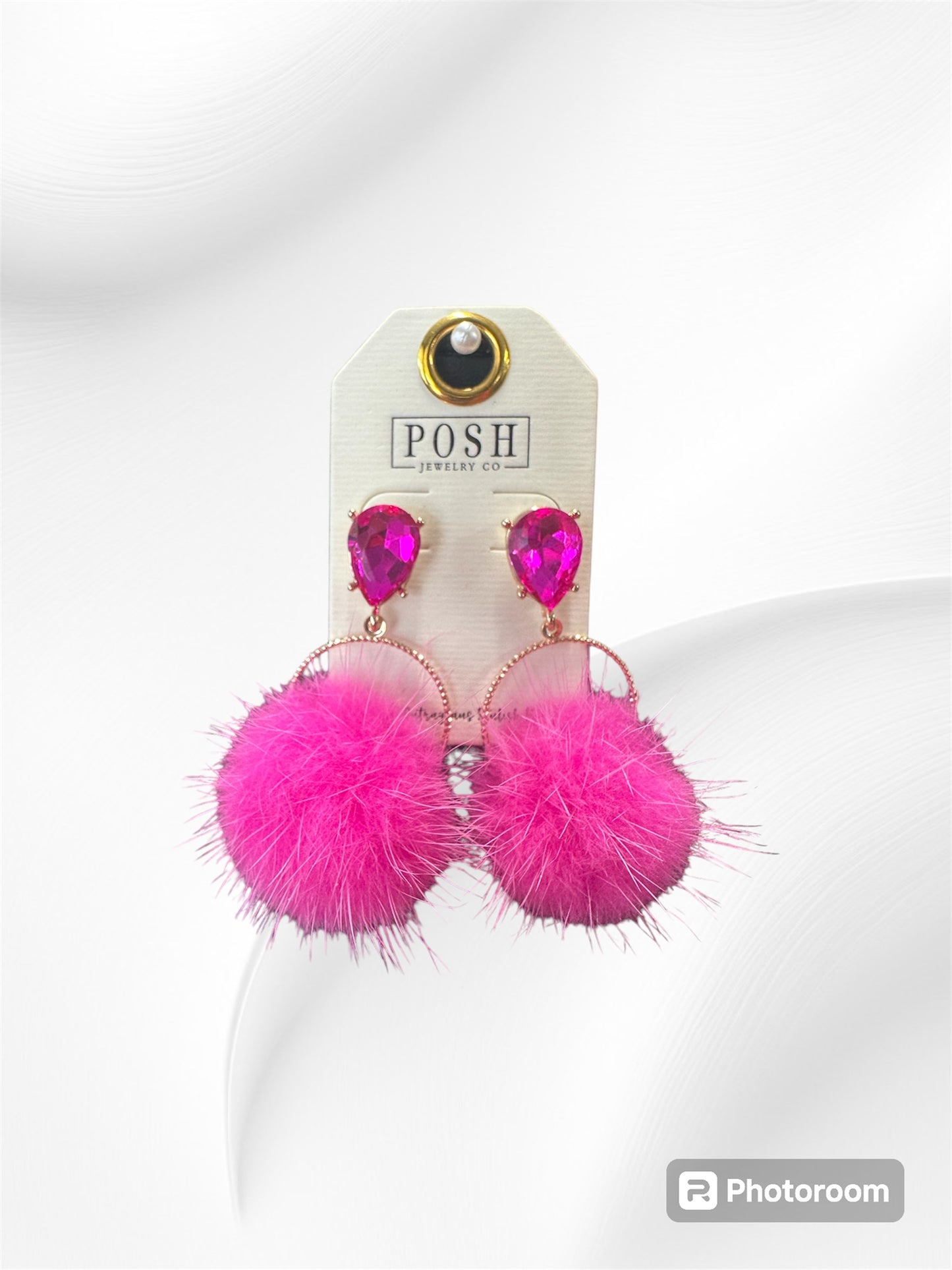 Pink Pom Earrings