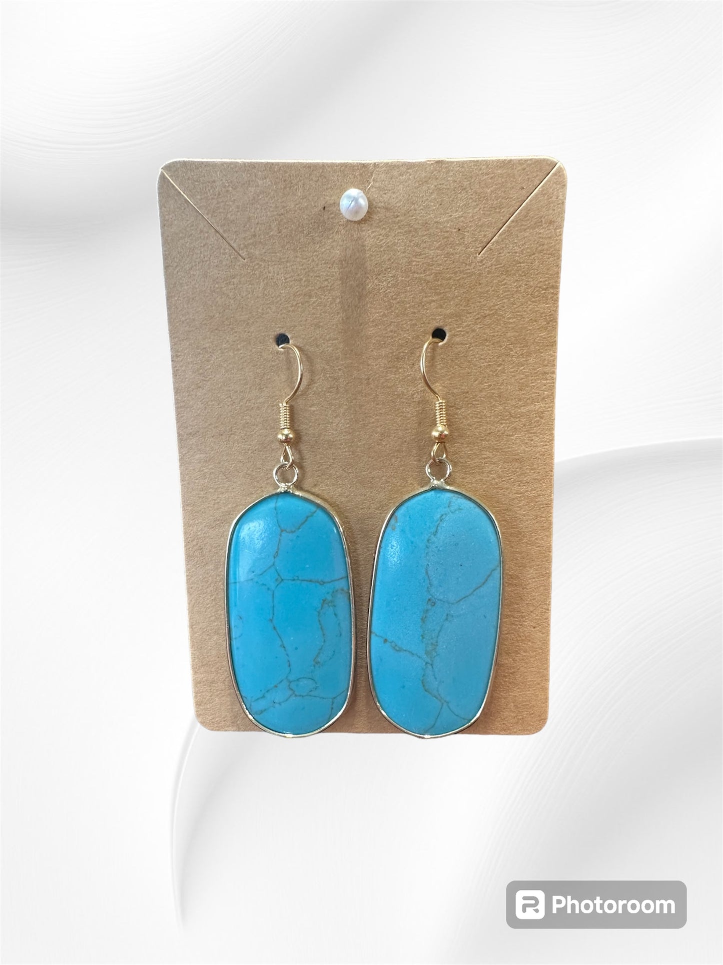 Blue Long Rounded Square Earrings