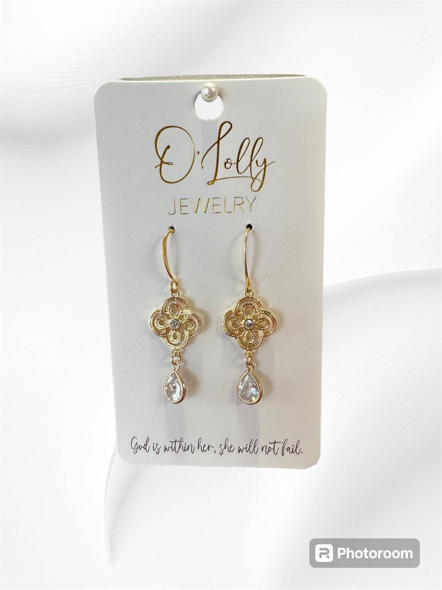 Gold Flower & silver dangle