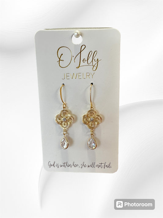 Gold Flower & silver dangle