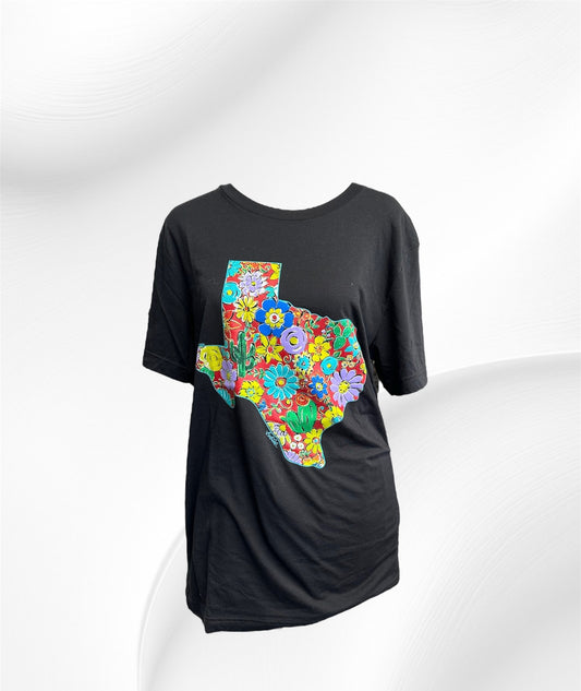 Red Floral Texas Shaped Tee