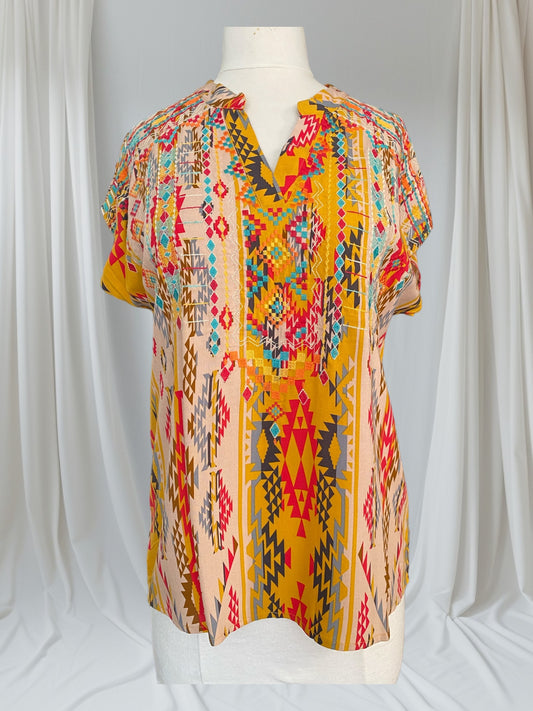 Embroidered Short Sleeve Top