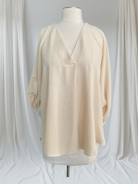 V-Neck Oversized Top-Eggshell